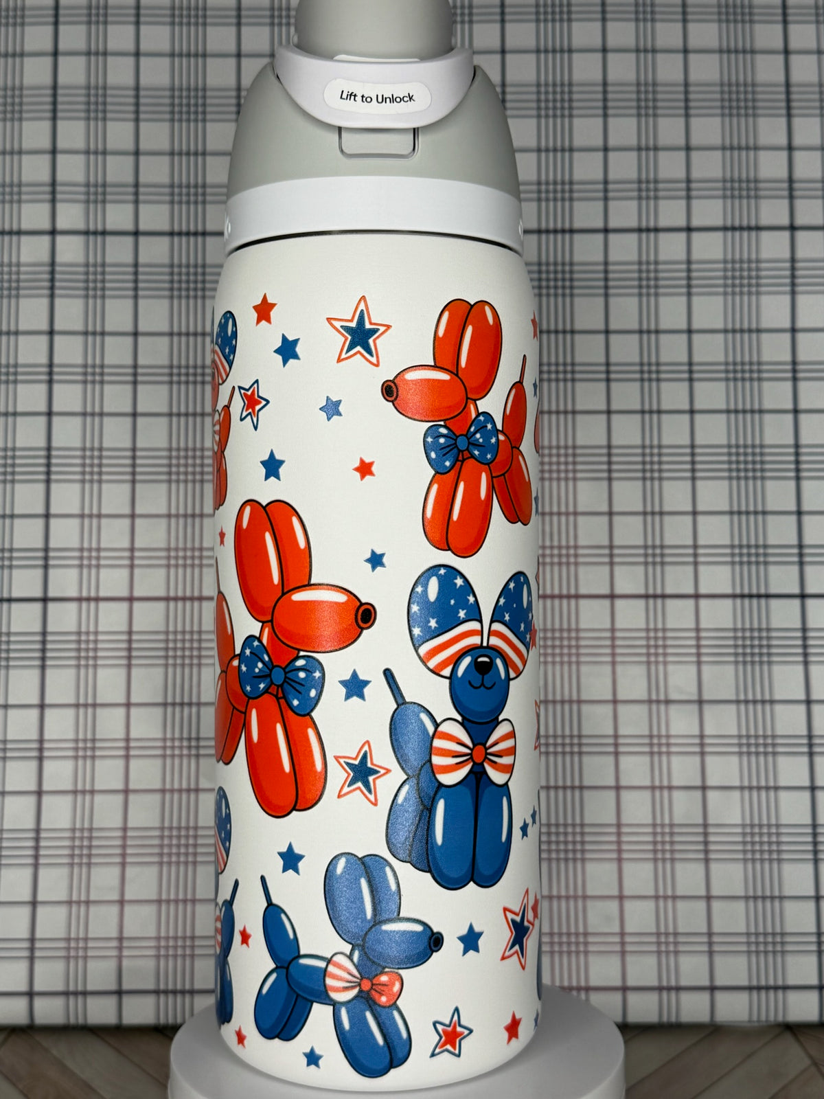 Patriotic Balloon Dog Owala Tumbler Custom 4th of July Owala Red White & Blue USA Cup
