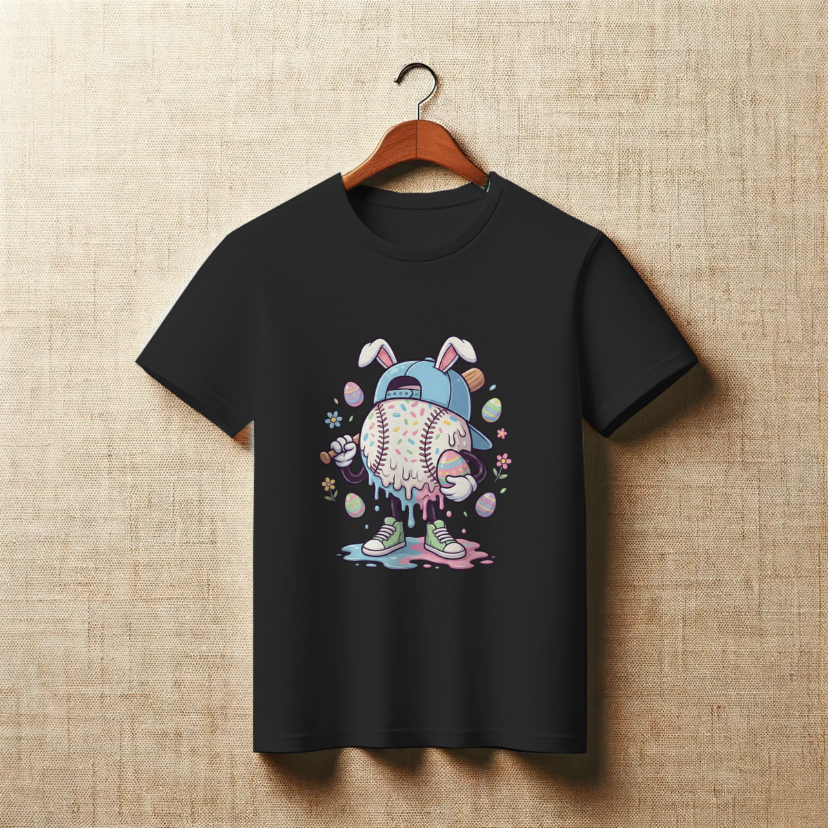 Drippy Bunny Baseball Graphic Funny Easter Apparel