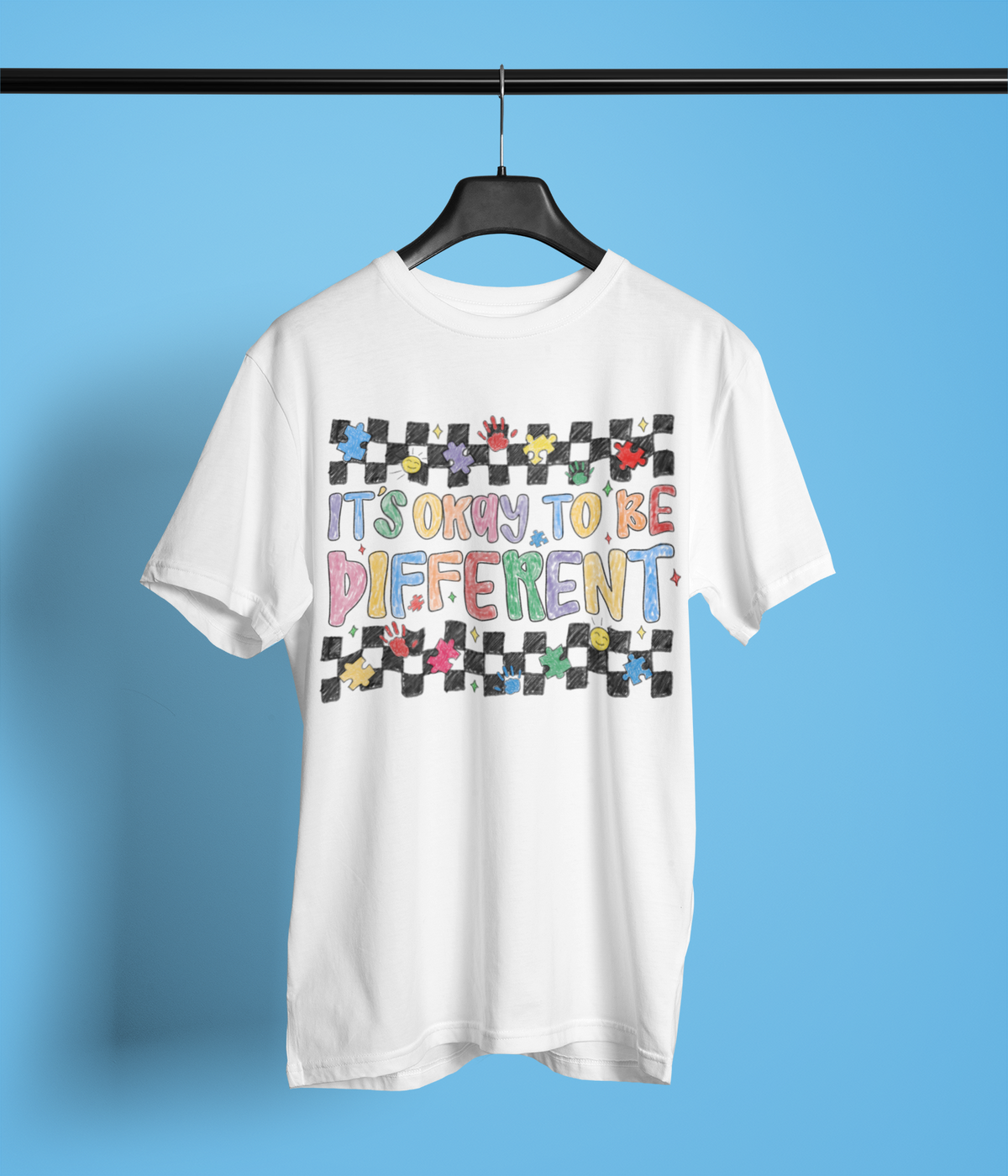 Autism Awareness Apparel - Colorful Checker Pattern