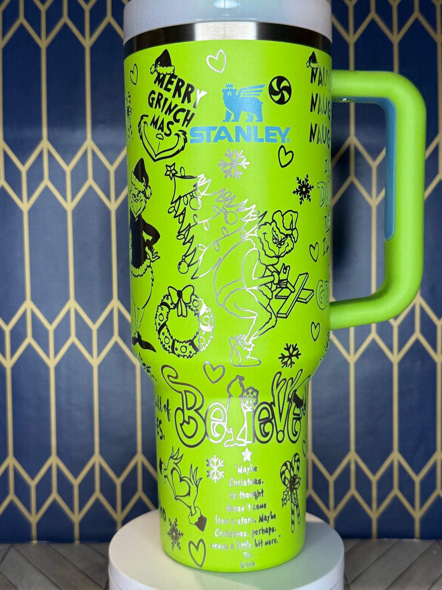 “Who’s Stealing Christmas?” Engraved Tumbler  - Stanley IceFlow 30oz Flip Straw