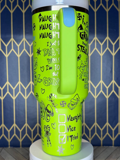 “Who’s Stealing Christmas?” Engraved Tumbler  - Stanley IceFlow 30oz Flip Straw