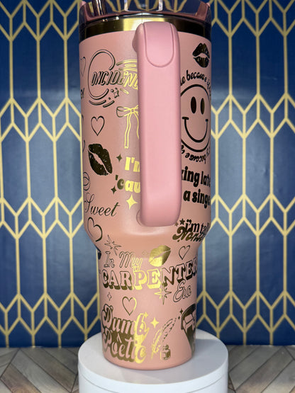 Vaso corto y dulce con grabado de estrella del pop - Stanley IceFlow de 30 oz con pajita abatible