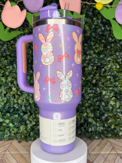 Bunny Tails & Bows UV DTF - Stanley Quencher 30/40oz