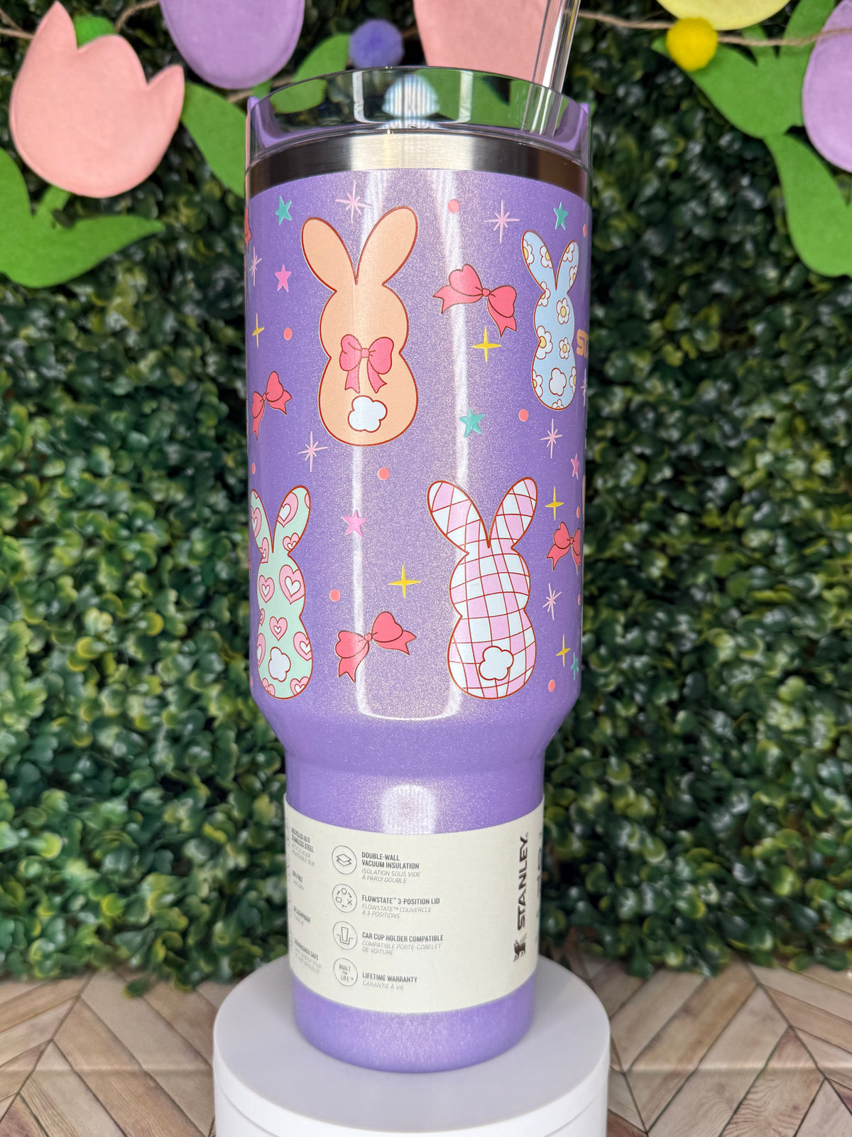 Bunny Tails & Bows UV DTF - Stanley Quencher 30/40oz