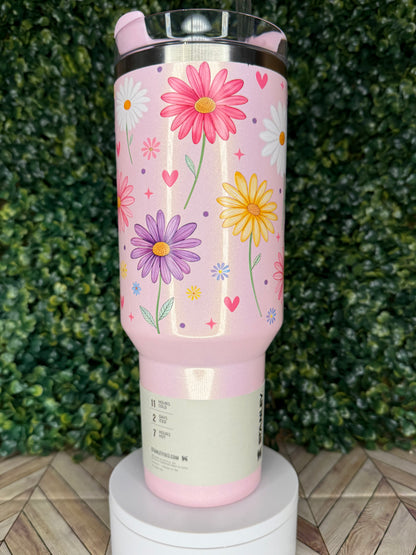Daisy Delight UV DTF Printed Tumbler - Stanley Quencher 30/40oz