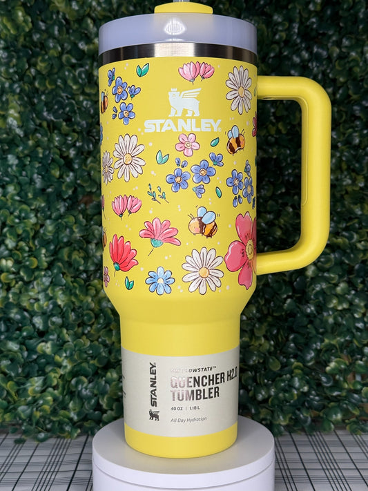 Blossom Buzz Stanley UV DTF Tumbler - Stanley Quencher 30/40oz