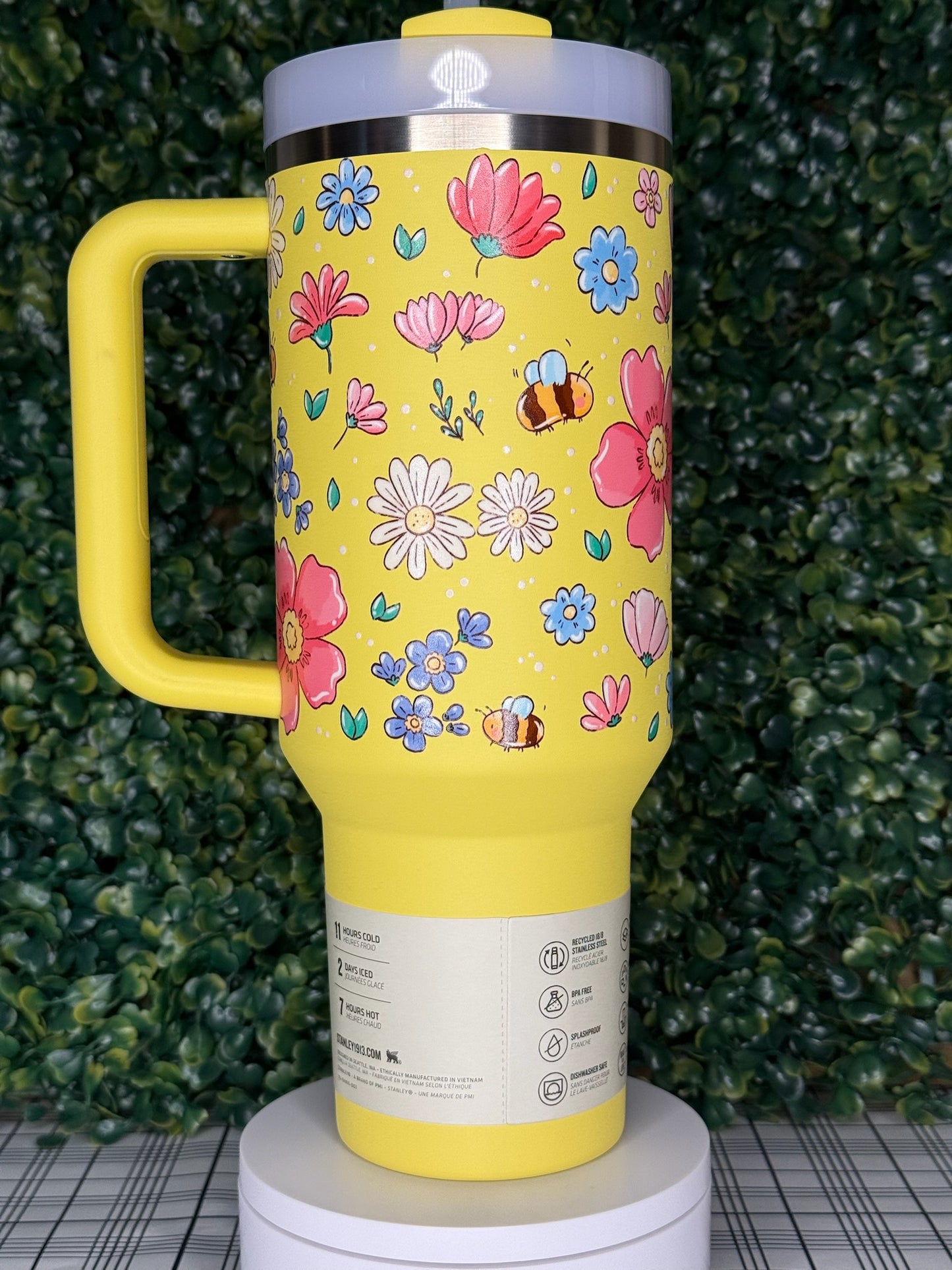 Blossom Buzz Stanley UV DTF Tumbler - Stanley Quencher 30/40oz