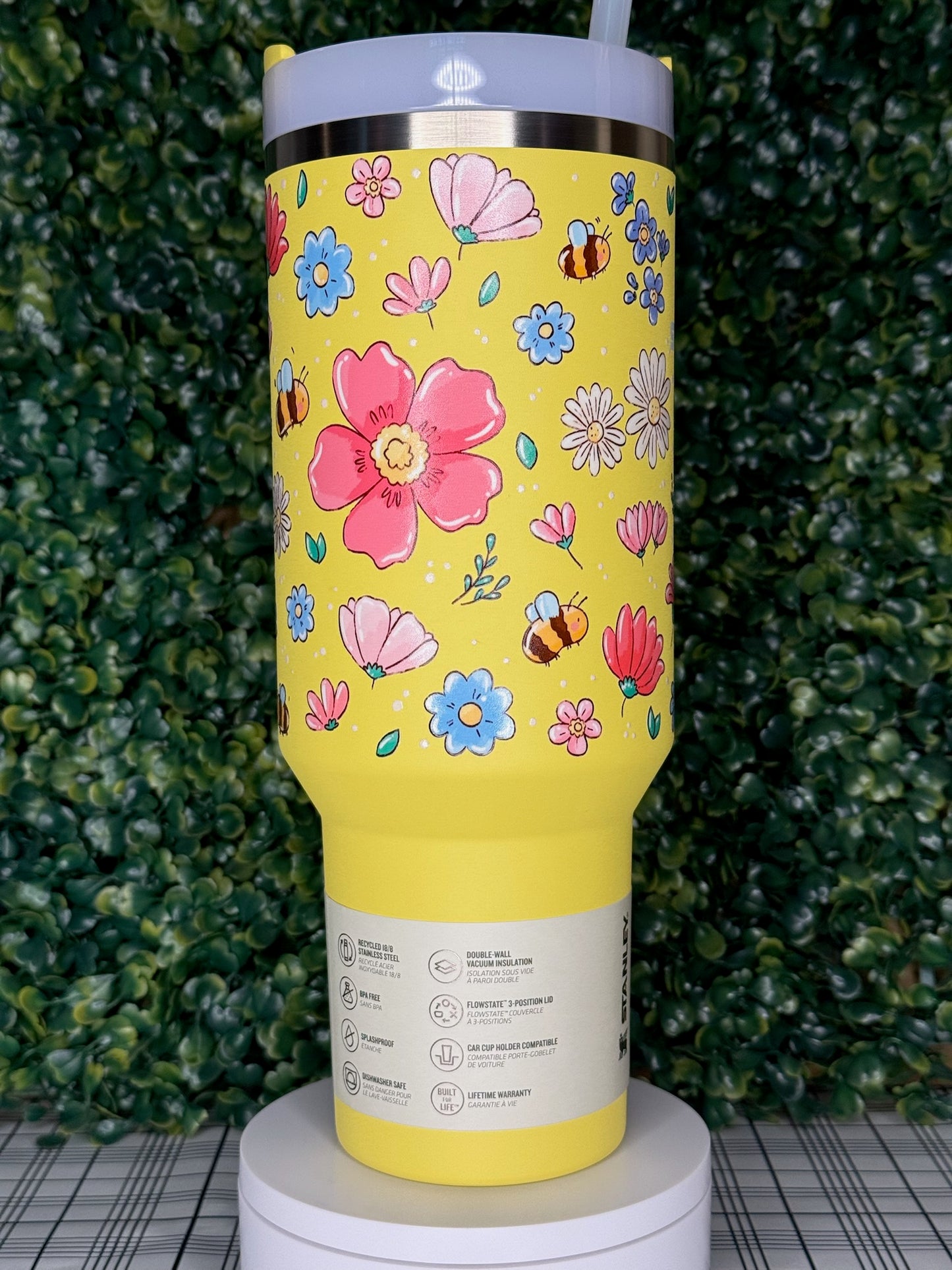 Blossom Buzz Stanley UV DTF Tumbler - Stanley Quencher 30/40oz