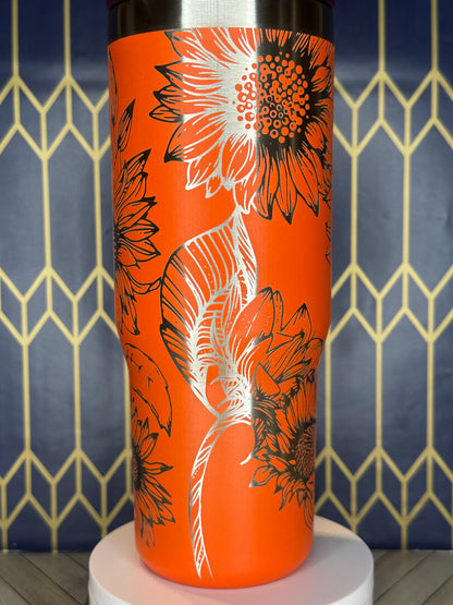 a close up of a cup on a wall