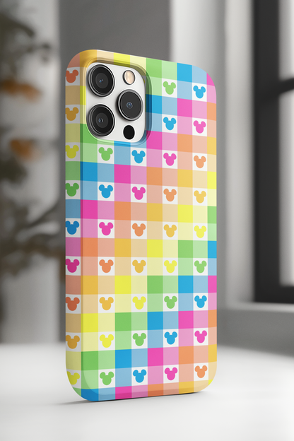 Rainbow Mouse Checkered Phone Case