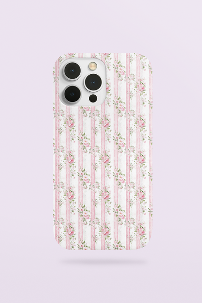 Vintage Pink Floral Stripe Phone Case