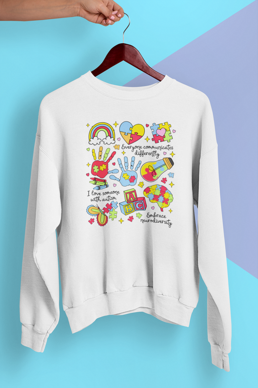 Autism Awareness Icons Apparel – Puzzle Pieces Rainbow Neurodiversity Design