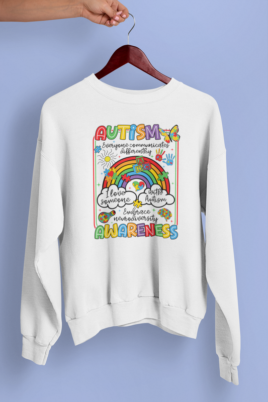 Autism Awareness Apparel – I Love Someone with Autism Rainbow Puzzle Design