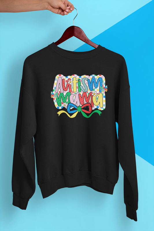 Autism Mama Awareness Apparel – Puzzle Pattern Bow Neurodiversity Design