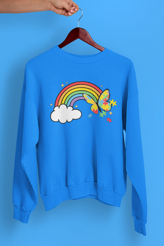 Autism Awareness Rainbow Butterfly Apparel – Puzzle Piece Minimal Aesthetic Design