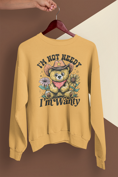 I’m Not Needy I’m Wanty Shirt, Cute Teddy Bear Shirt, Funny Western Shirt, Cowboy Bear Tee, Cute Graphic Tee, Country Style Shirt