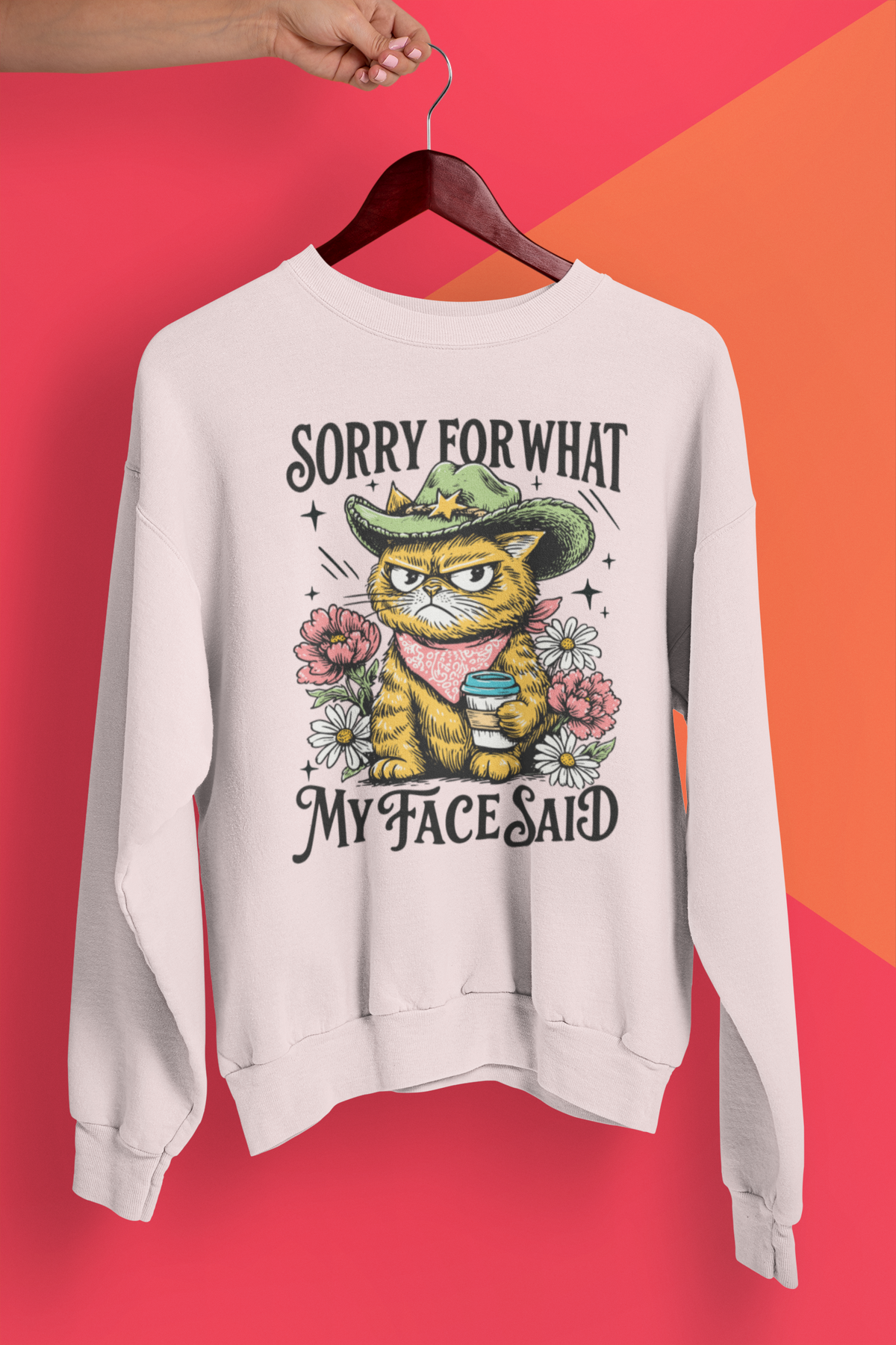 Sorry For What My Face Said Shirt, Funny Cat Shirt, Grumpy Cat Cowboy Tee, Sarcastic Shirt, Funny Graphic Tee, Western Cat Shirt