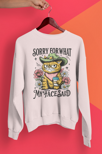 Sorry For What My Face Said Shirt, Funny Cat Shirt, Grumpy Cat Cowboy Tee, Sarcastic Shirt, Funny Graphic Tee, Western Cat Shirt