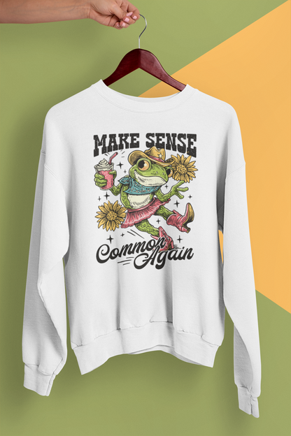 Make Sense Common Again Shirt, Funny Frog Shirt, Western Frog Tee, Funny Animal Shirt, Sarcastic Shirt, Cute Country Graphic Tee