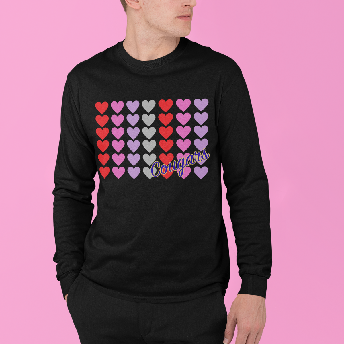Cougars Hearts Long Sleeve T-Shirt