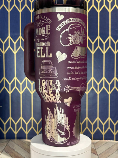 Vaso grabado de Lainey Wilson - Stanley Quencher de 30/40 oz