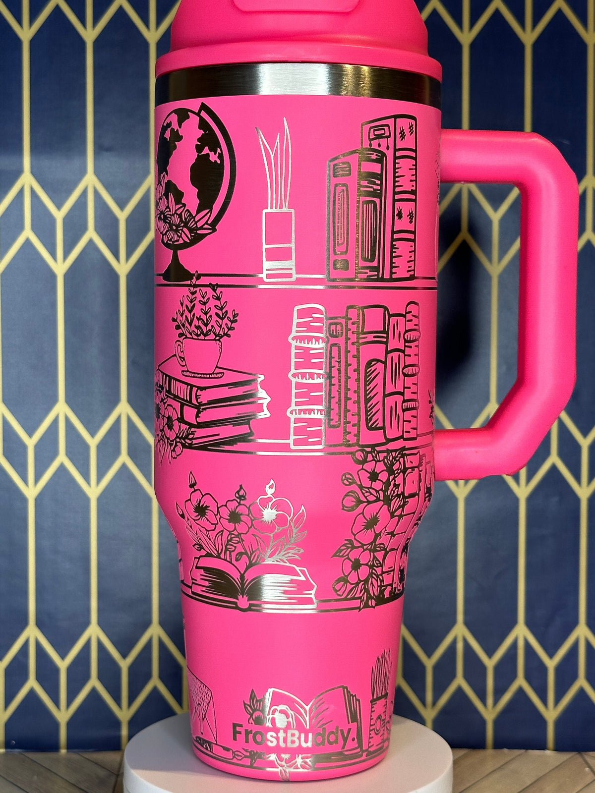 El sueño del amante de los libros | Estanterías de libros, flores y globos terráqueos - Stanley Quencher 30/40 oz