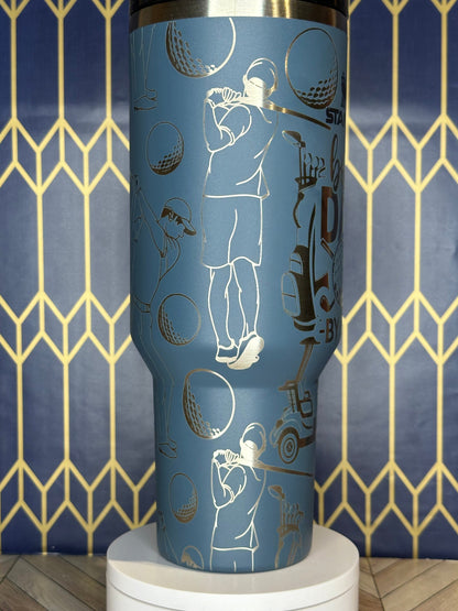 Diseño con temática de golf "El mejor papá por par" - Stanley Quencher 30/40 oz