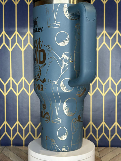 Diseño con temática de golf "El mejor papá por par" - Stanley Quencher 30/40 oz