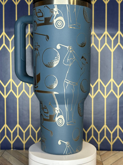 Diseño con temática de golf "El mejor papá por par" - Stanley Quencher 30/40 oz