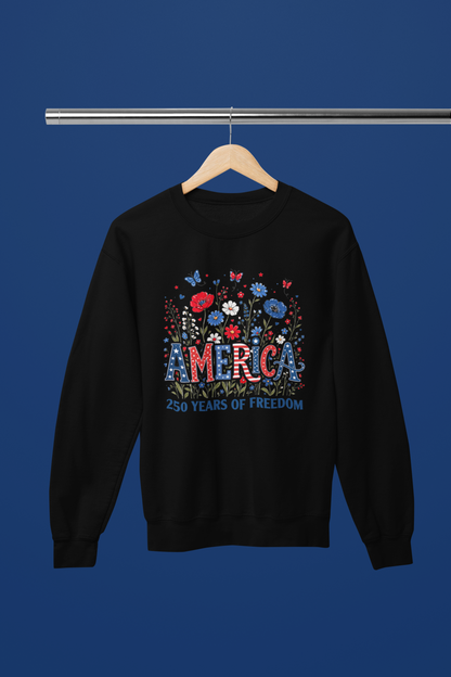 America 250 Years of Freedom Shirt | Patriotic Floral 4th of July Apparel