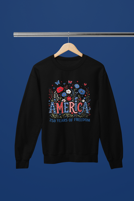America 250 Years of Freedom Shirt | Patriotic Floral 4th of July Apparel