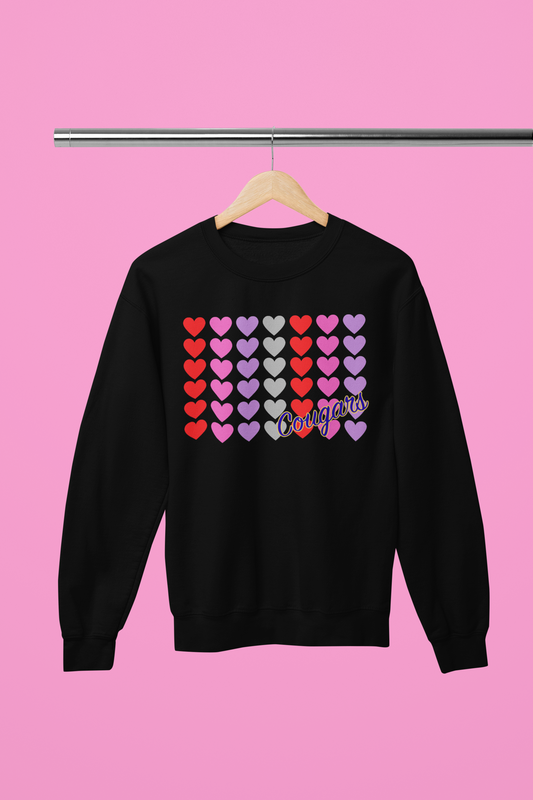 Cougars Hearts Crew Neck Sweater