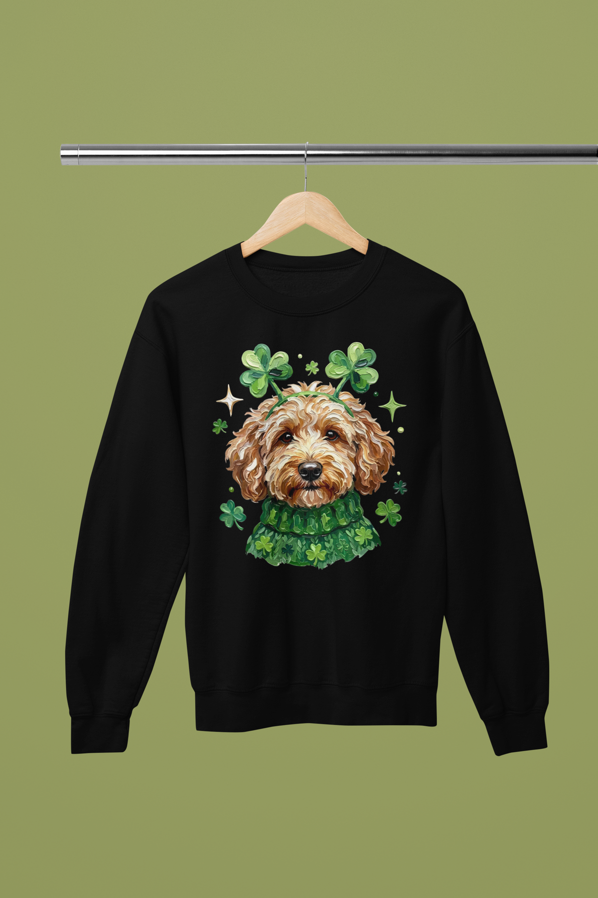 Lucky Goldendoodle Shamrock Graphic Apparel