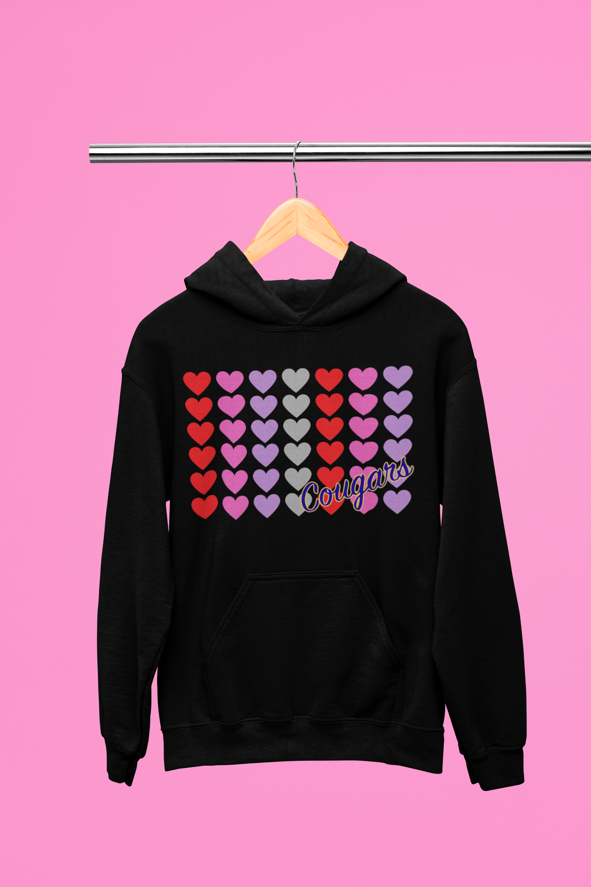 Cougars Hearts Hoodie