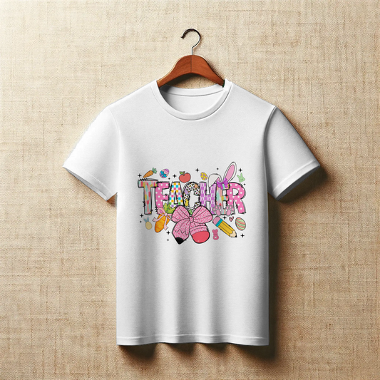 Cute Teacher Easter Icons Graphic Apparel