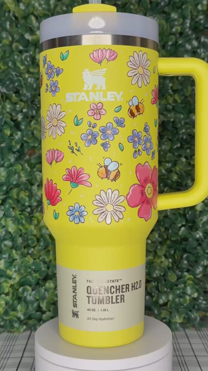Blossom Buzz Stanley UV DTF Tumbler - Stanley Quencher 30/40oz