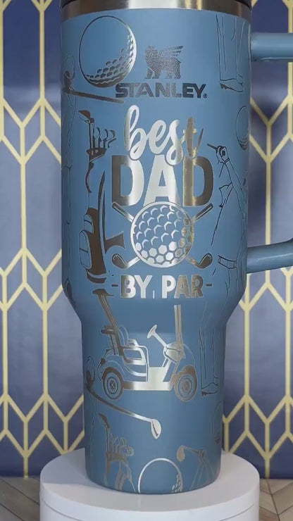Diseño con temática de golf "El mejor papá por par" - Stanley Quencher 30/40 oz