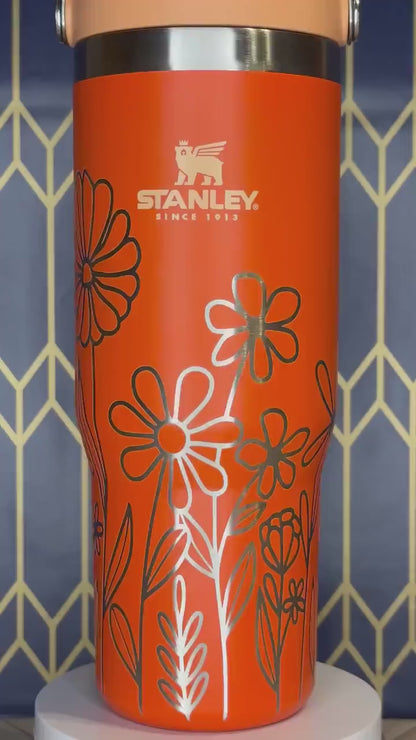 Vaso floral personalizado con nombre - Stanley Quencher 30/40 oz