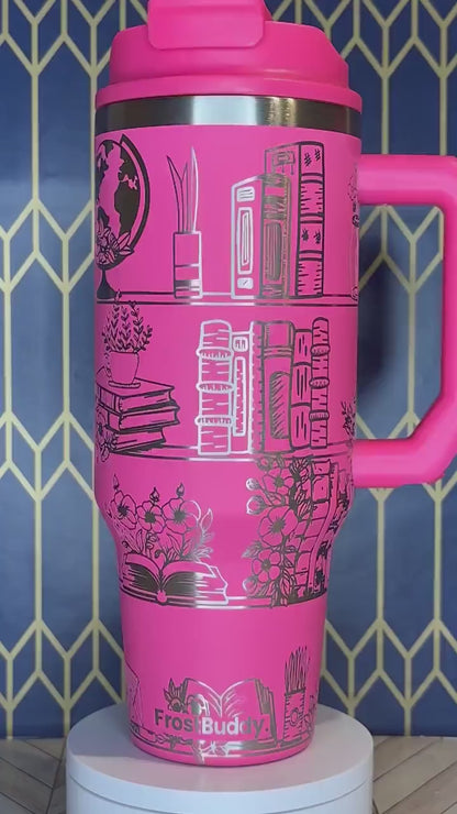 El sueño del amante de los libros | Estanterías de libros, flores y globos terráqueos - Stanley Quencher 30/40 oz
