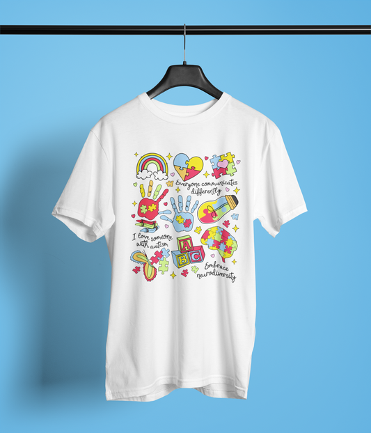 Autism Awareness Icons Apparel – Puzzle Pieces Rainbow Neurodiversity Design