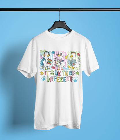 It’s OK to Be Different Autism Awareness Apparel – Cute Duck Neurodiversity Design