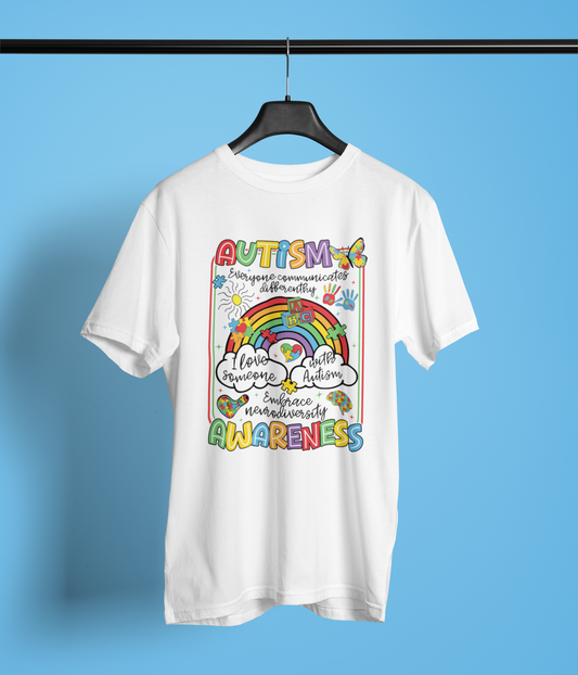 Autism Awareness Apparel – I Love Someone with Autism Rainbow Puzzle Design