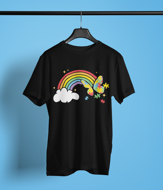Autism Awareness Rainbow Butterfly Apparel – Puzzle Piece Minimal Aesthetic Design