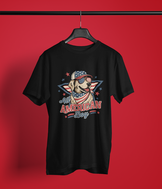 All American Boy Dog Patriotic Shirt,  4th of July Apparel